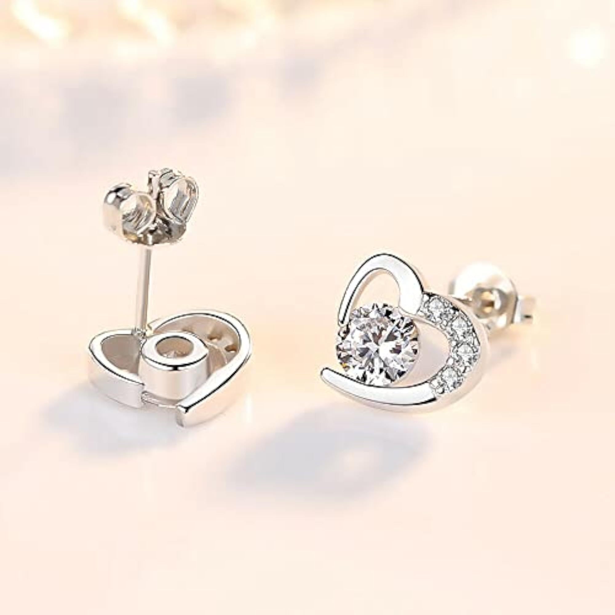 Heart Crystal Stud Earrings, Fancy Studs for Women